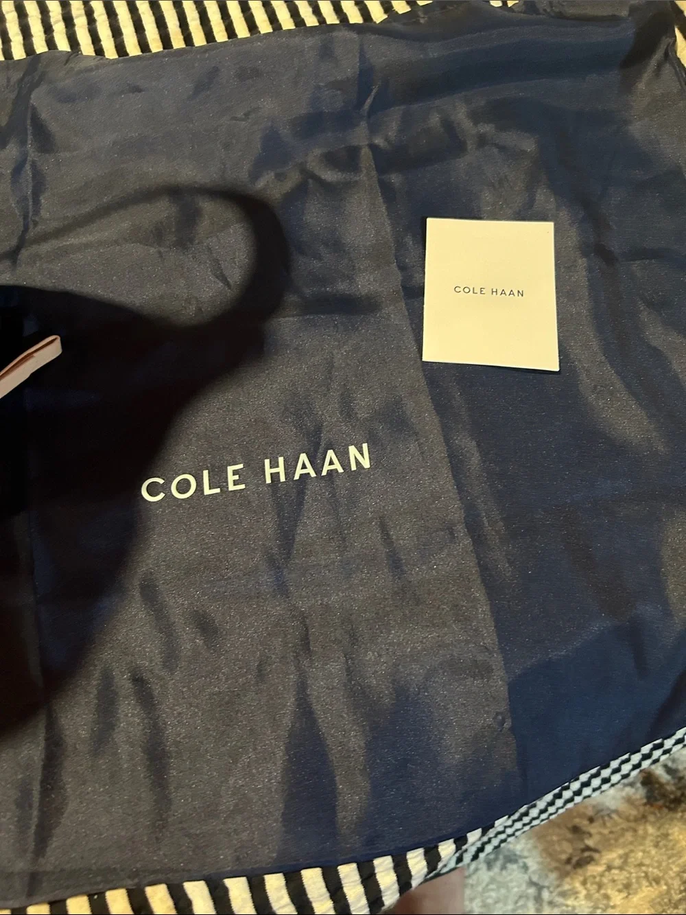 Cole Haan Navy Leather Hobo with Light Beige Trim